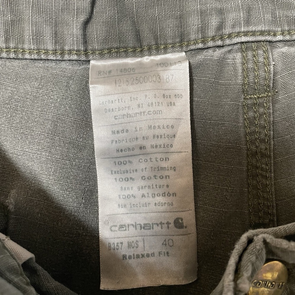 Carhartt Olive Gray Canvas Utility Shorts B357 Mos Mens Size 40 Green Cotton - Picture 2 of 10